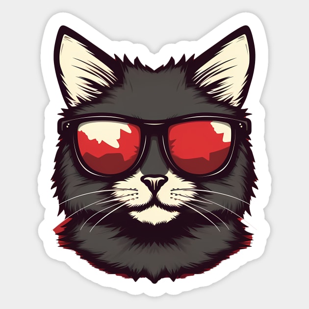 Cat with Maple leafs Canadaian Colors Sticker by logiamerch